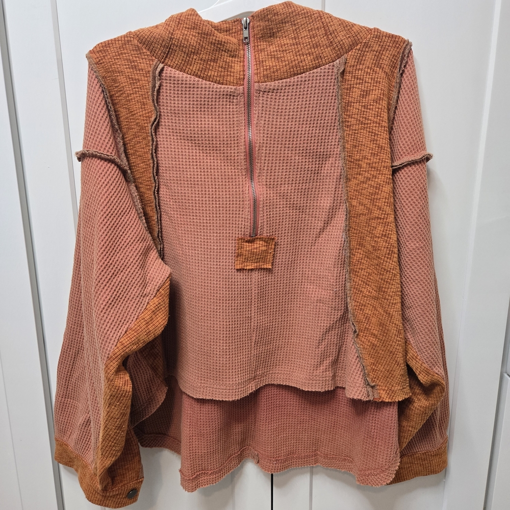 POL Orange and Pink Waffle Knit Jacket L